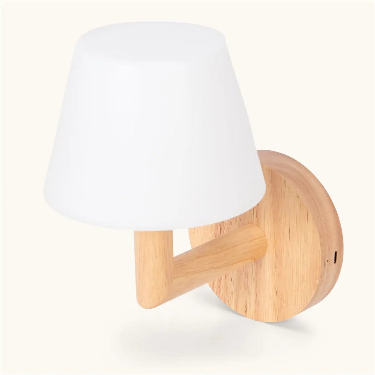 Tavellio-Amsterdam - Ted lichtbruin houten oplaadbare wandlamp | Draadloze en dimbare verlichting