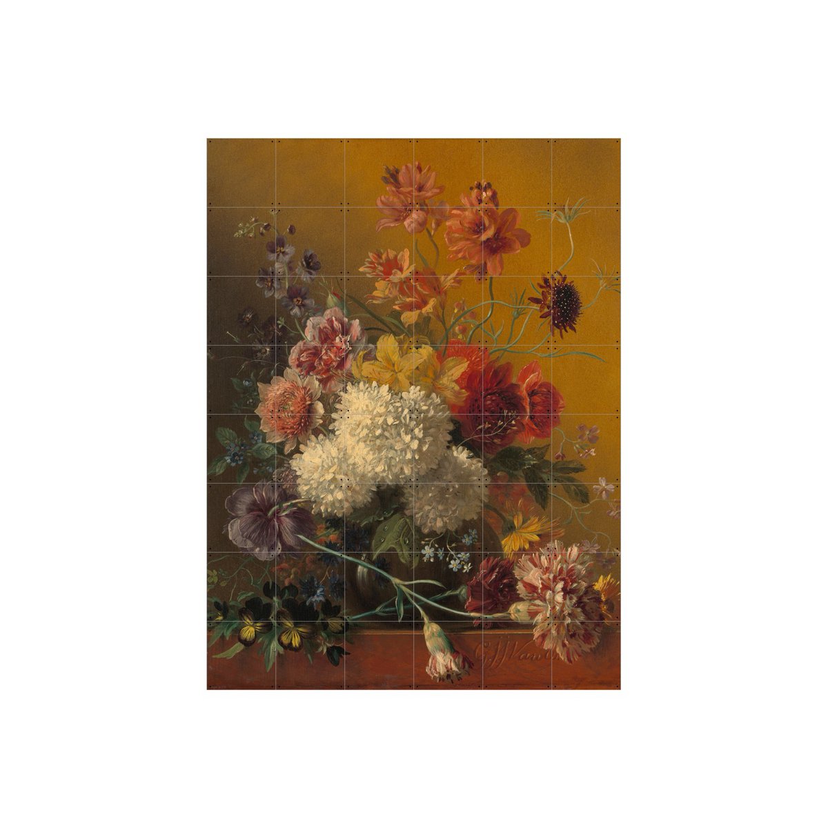 IXXI - Stilleven met bloemen - Van Os Wall art - Poster - Wanddecoratie - L - black, brown, pink, silver