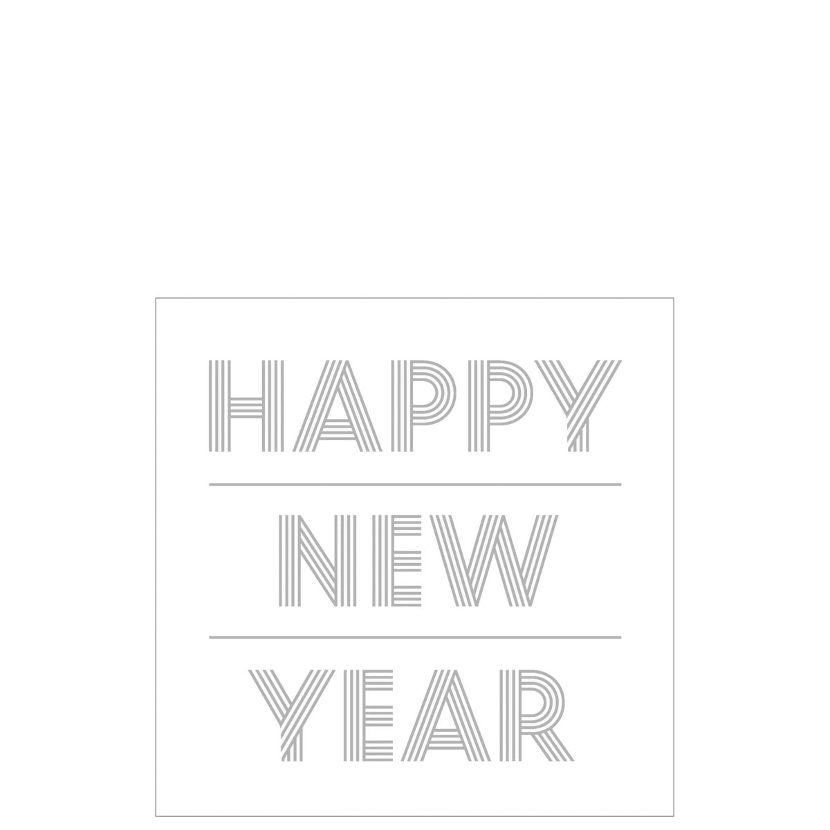 J-Line - Pak 20 Servetten Happy Newyear Papier Wit/Zilver Large