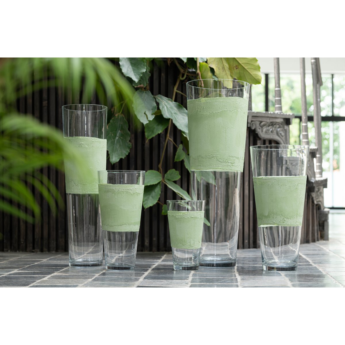 J-Line - Vaas Delph - Glas - Transparant/Groen - Extra Small