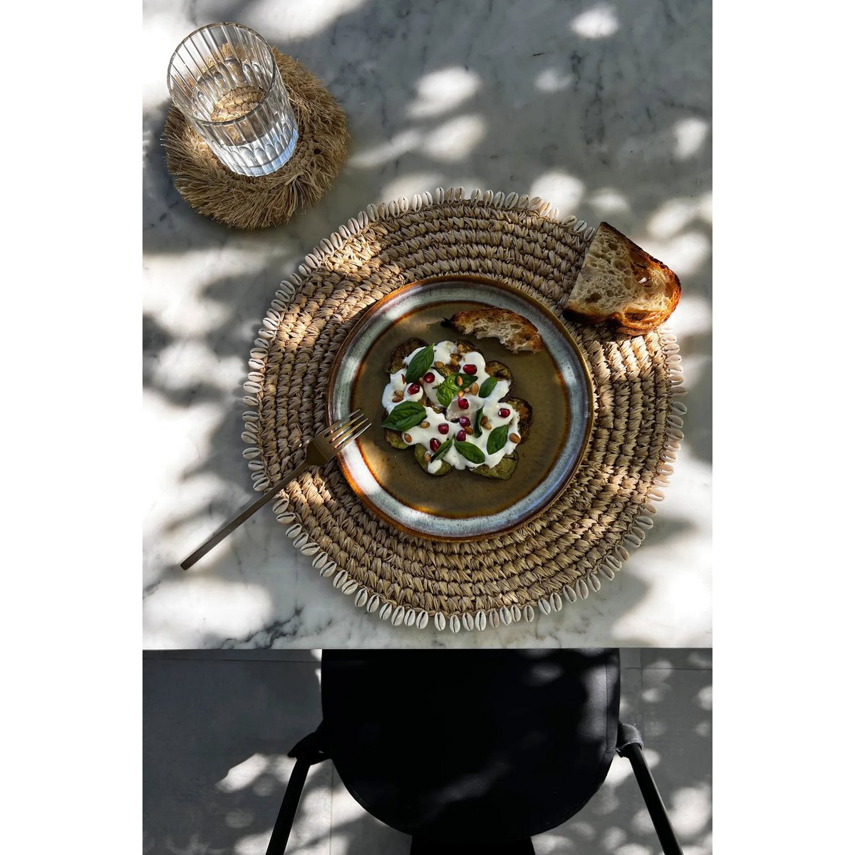 Bazar Bizar - De Raffia Schelp Placemat - Natuurlijk