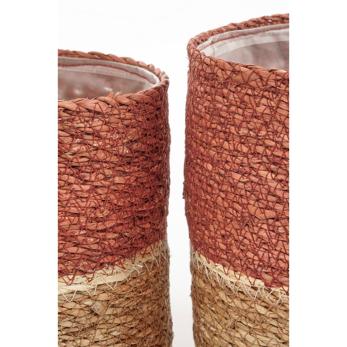 Mica Decorations - Damian Plantenmand - Set van 2 - H20 x Ø20 cm - Zeegras - Rood