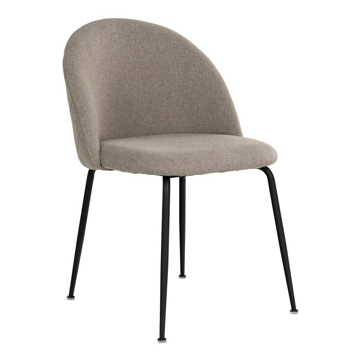 House Nordic - Geneve Dining Chair - Eetkamerstoel, steen met zwarte poten, HN1231 - set van 2