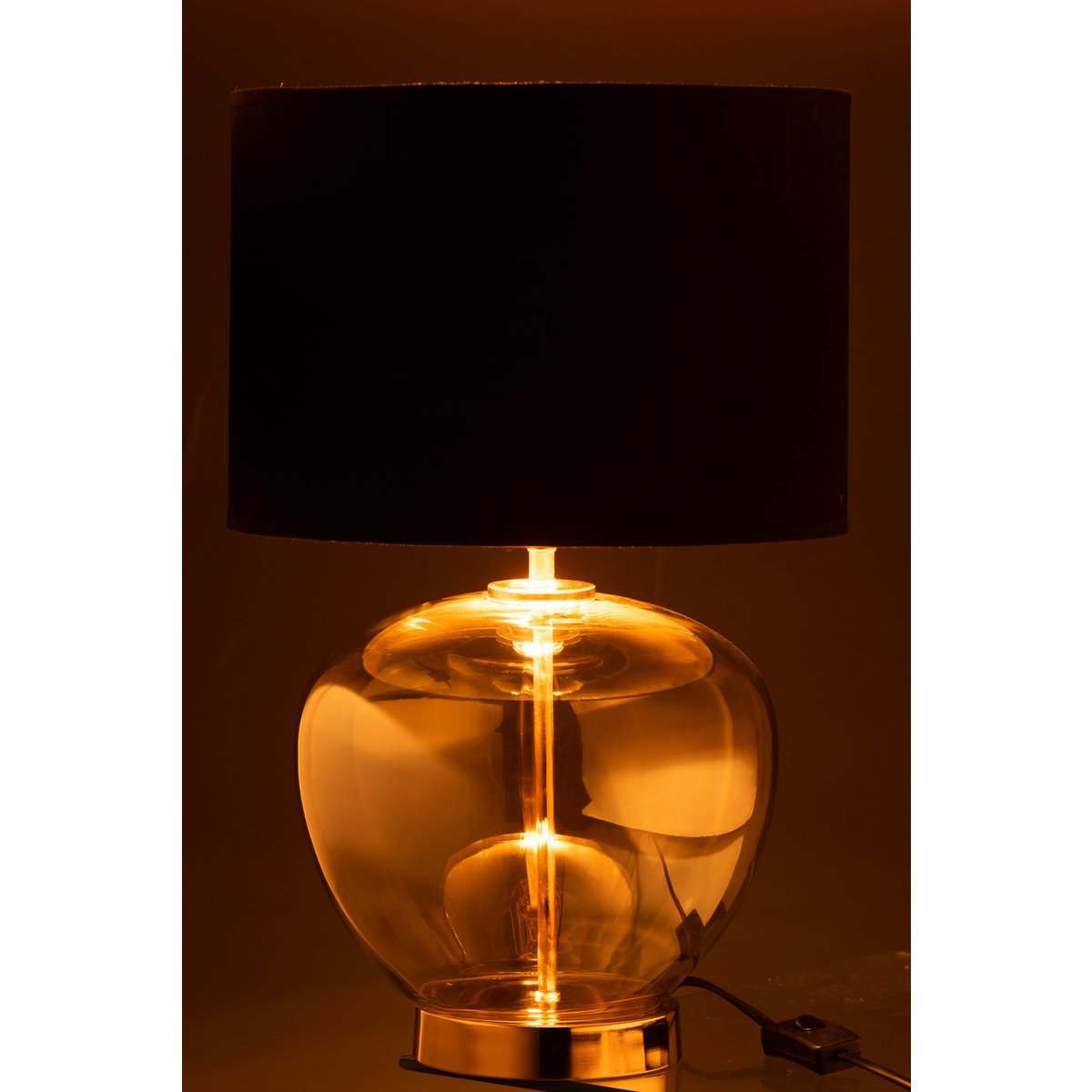 J-Line - Lamp Transparant Glas/Textiel Goud/Zwart