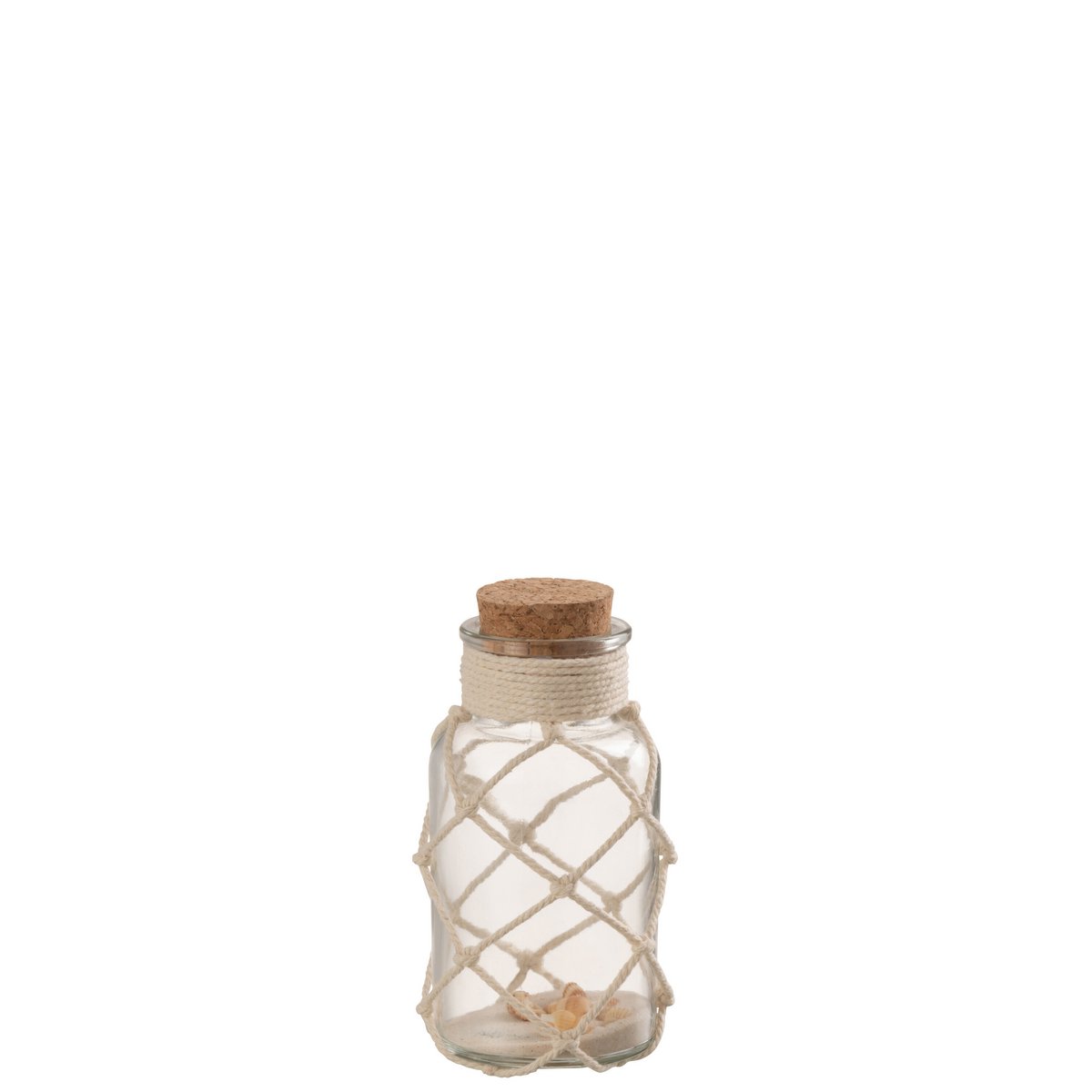 J-Line - Decoratie Vaas Sand Schelpen Glas Transparent Small