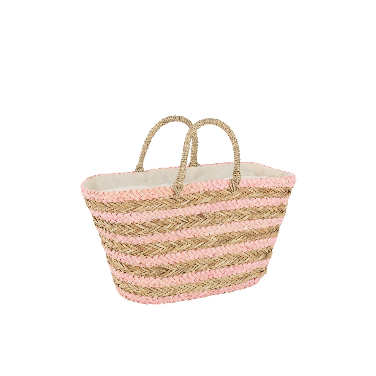 J-Line - Strandtas 'Garcia' (Naturel, Jute, Roze)