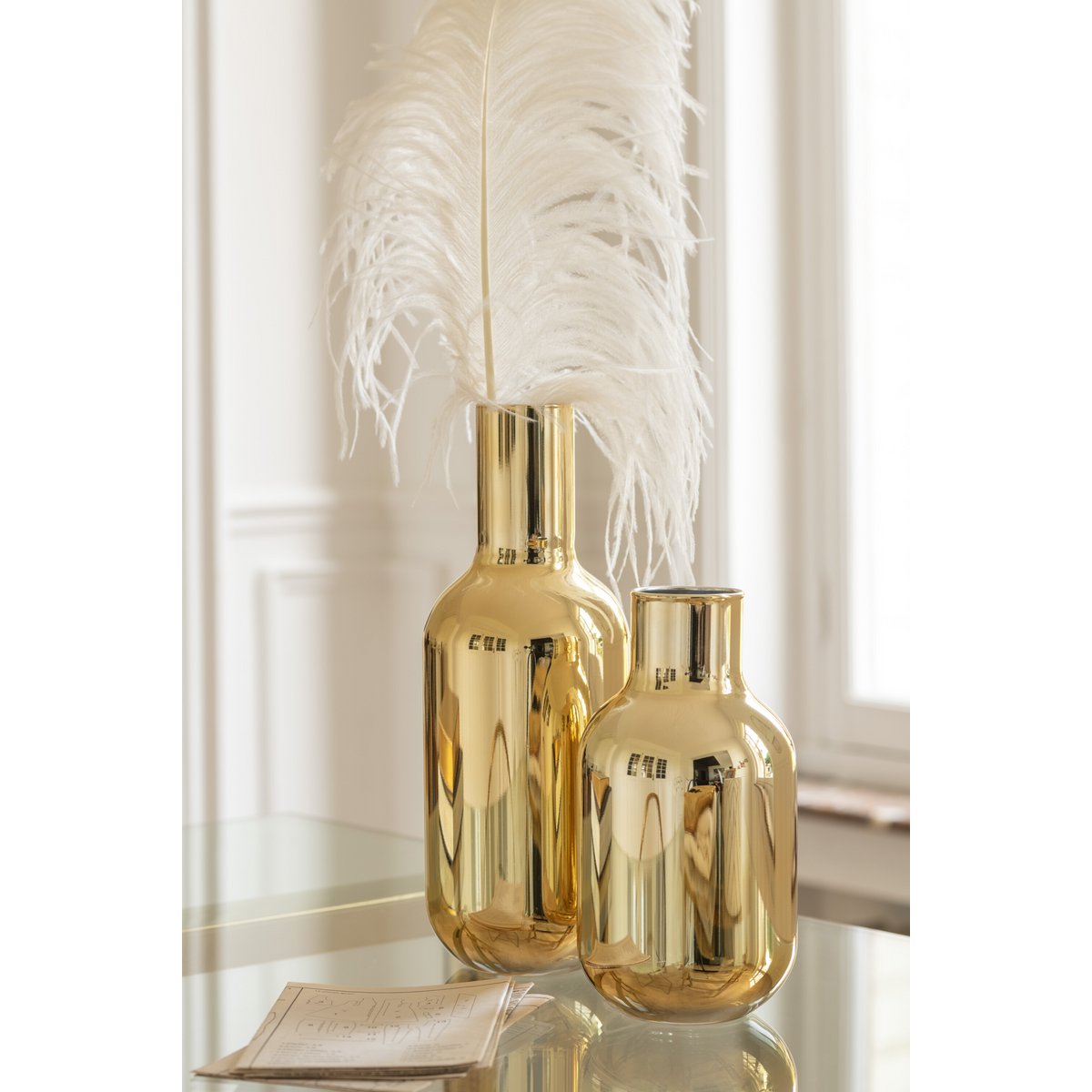 J-Line - Vaas Fles Decoratief -  Glas - Goud - Large