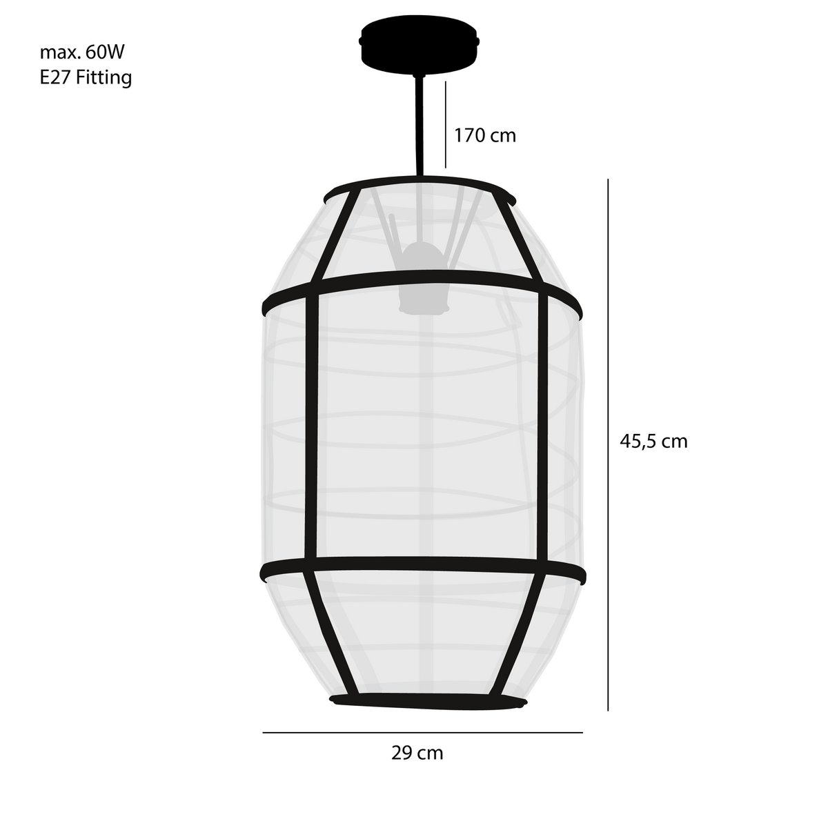 Mica Decorations - Pella Hanglamp - H46 x Ø29 cm - Linnen - Off White