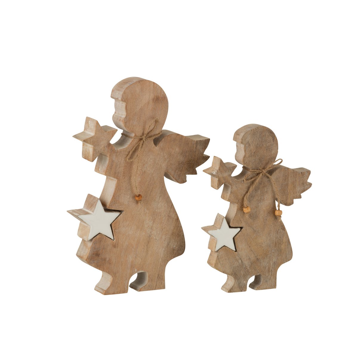 J-Line - Decoratief kerstfiguur 'Nordglow' (Maat L, Whitewash)