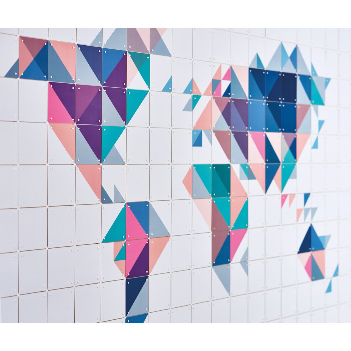 IXXI - The World tangram roze/blauw Wall art - Poster - Wanddecoratie