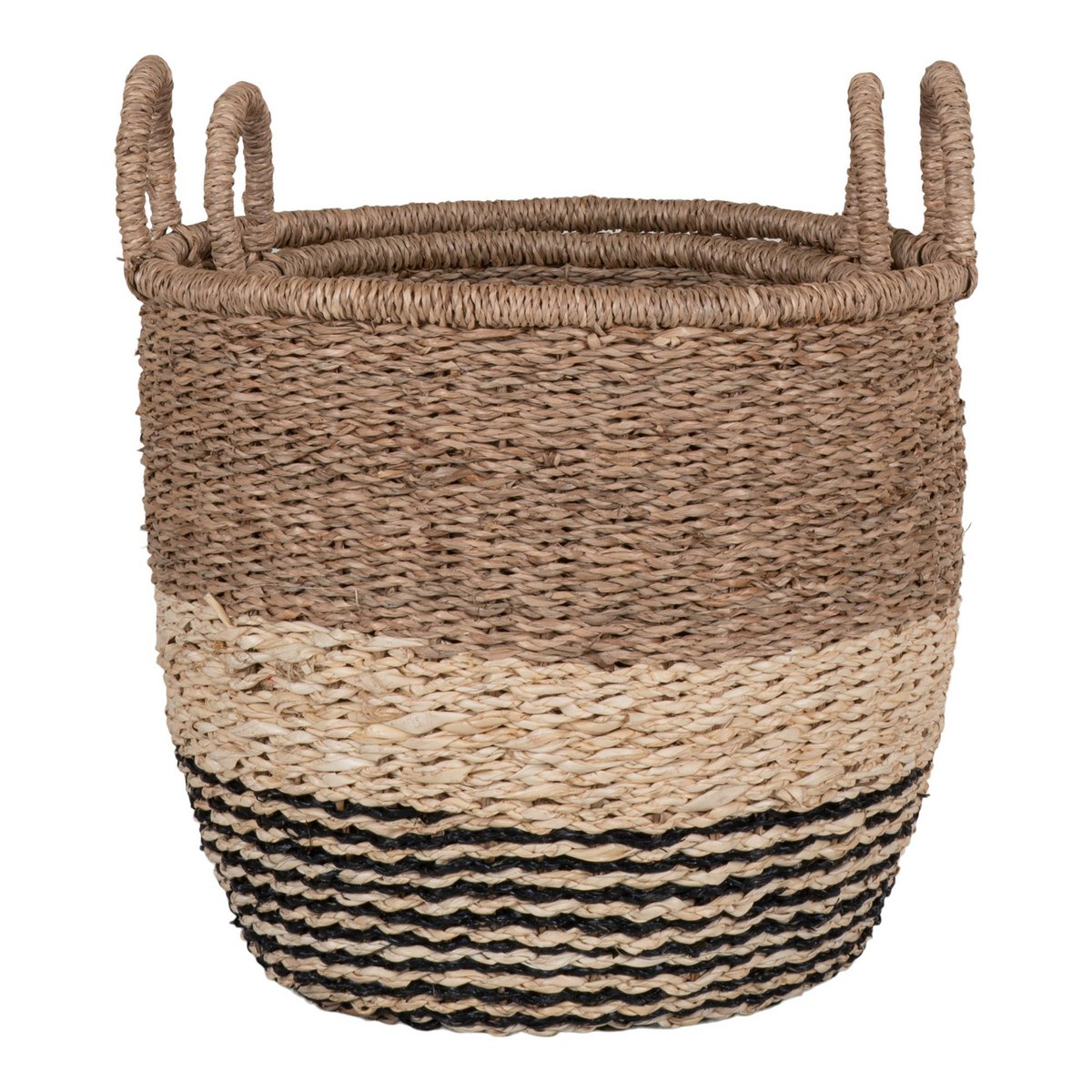 House Nordic - Lima Basket - Mand in zeegras, natuur/bruin/zwart, set van 2