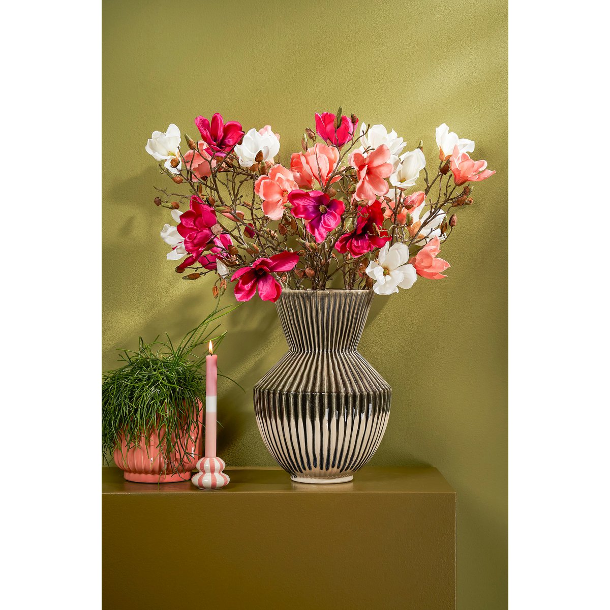 Mica Decorations - Magnolia Kunstbloem - H88 cm - Perzik