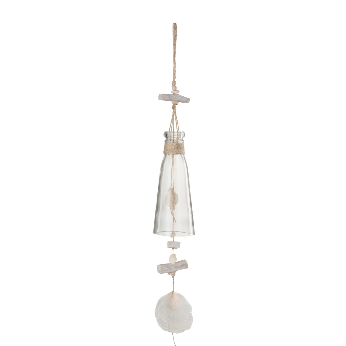 J-Line - Hanger Fles Glas/Hout Naturel/Wit Large