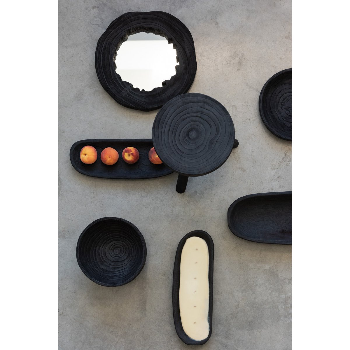 J-Line – Set mit 2 Hockern, Paulownia-Holz, Schwarz