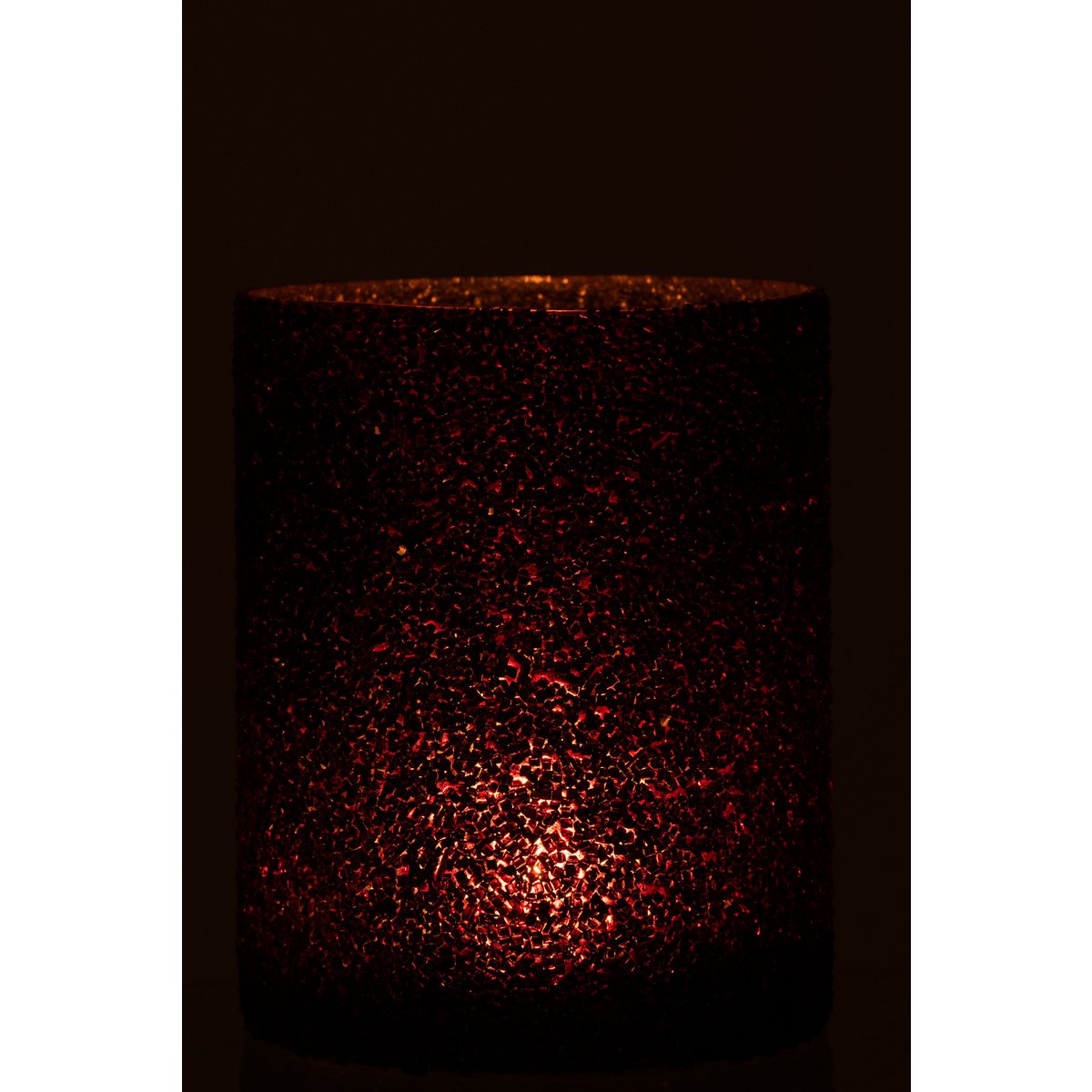 J-Line - Lantaarn Glitter Glas Bordeaux Groot