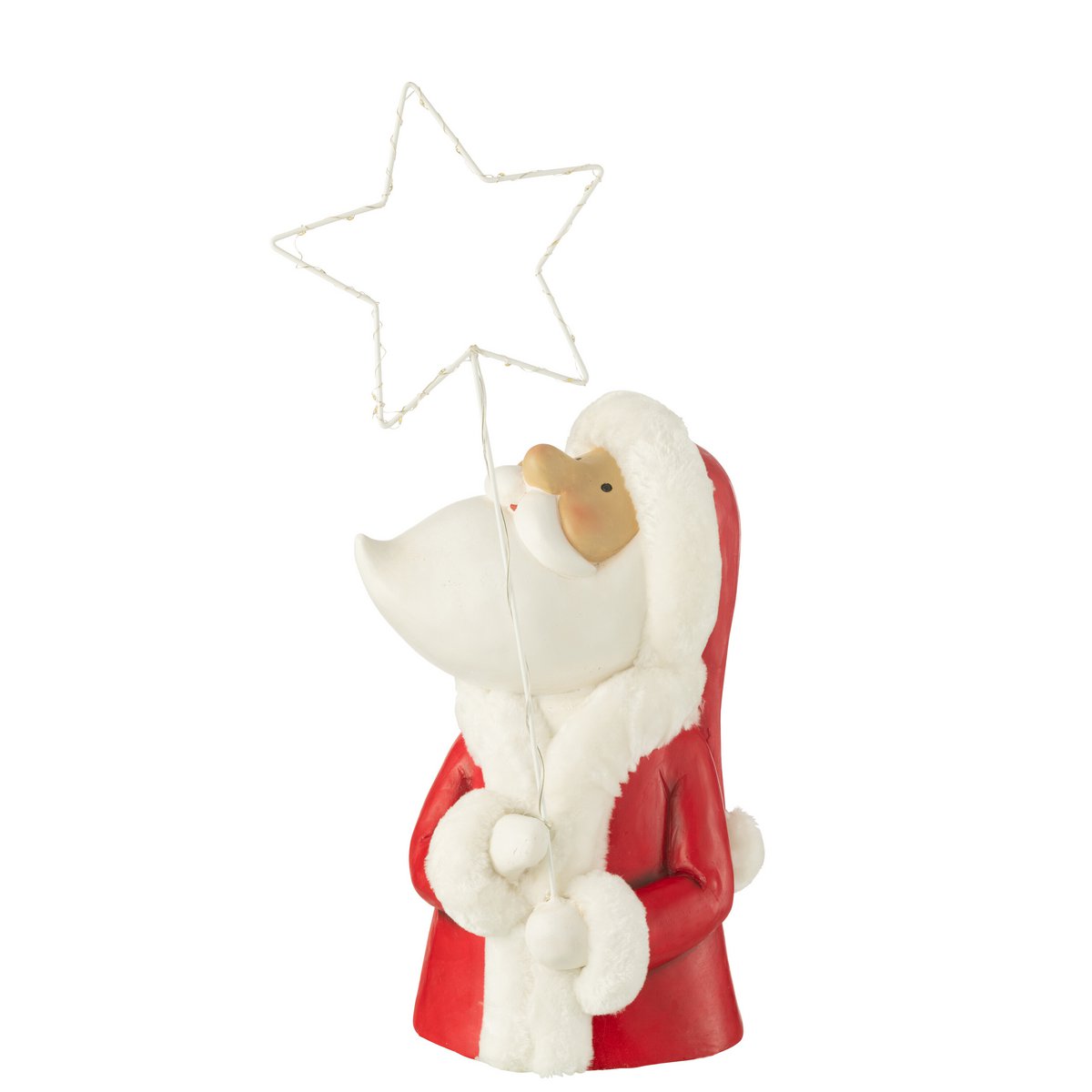 J-Line - Decoratief kerstfiguur 'Kerstman' (Maat L, LED, Wit/Rood)