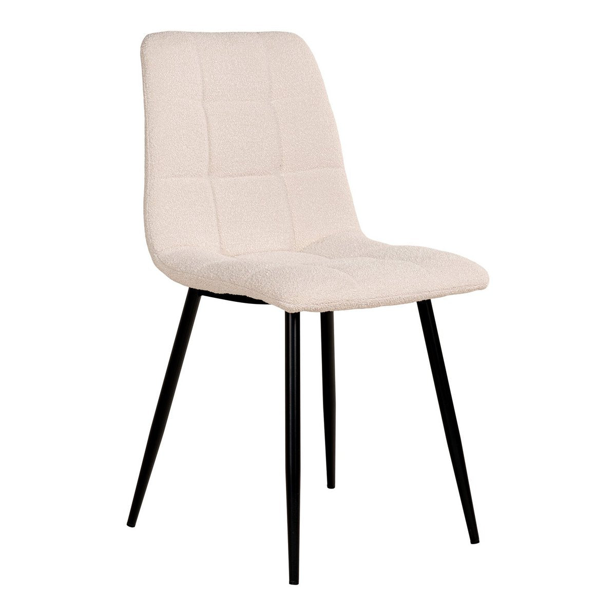 House Nordic - Middelfart Dining Chair - Eetkamerstoel in bouclé, wit met zwarte poten, HN1232 - set van 2