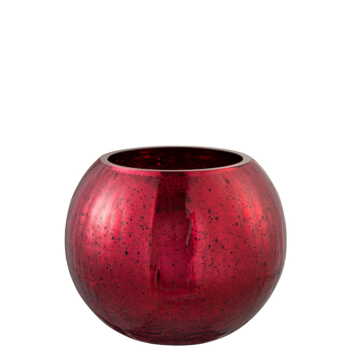 J-Line - Windlicht Bol Craquele - Glas - Rood - Large