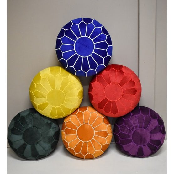 Poufs & Pillows - Fluwelen poef - geel - gevuld geleverd