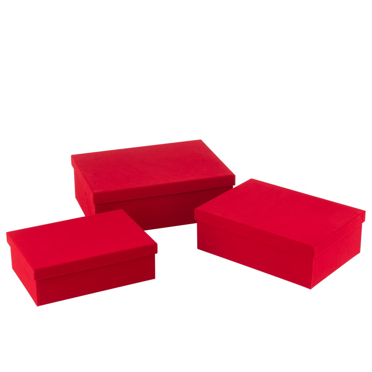 J-Line - Set Van 3 Dozen Rechthoekig Fluweel Papier Rood