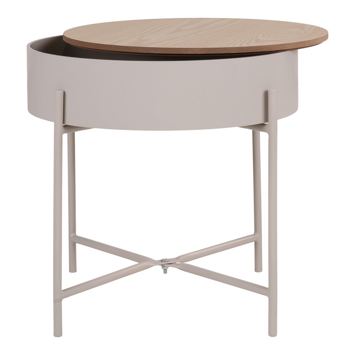 House Nordic - Sisco Side Table - Bijzettafel in beige-lichtgrijs gepoedercoat staal, Ø40x40 cm