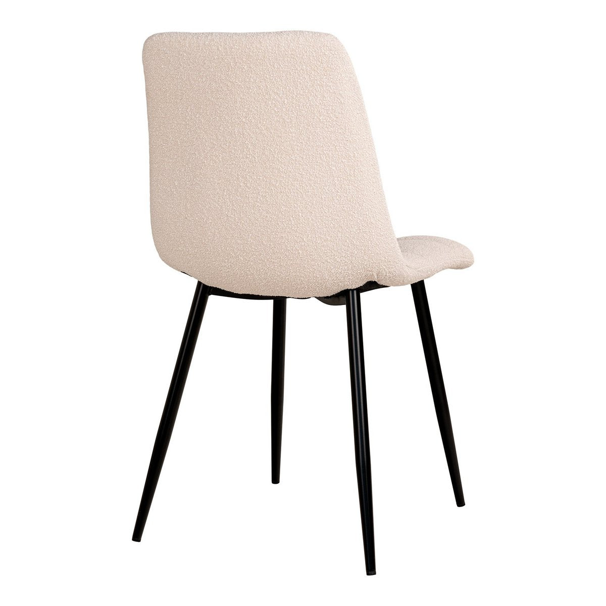 House Nordic - Middelfart Dining Chair - Eetkamerstoel in bouclé, wit met zwarte poten, HN1232 - set van 2