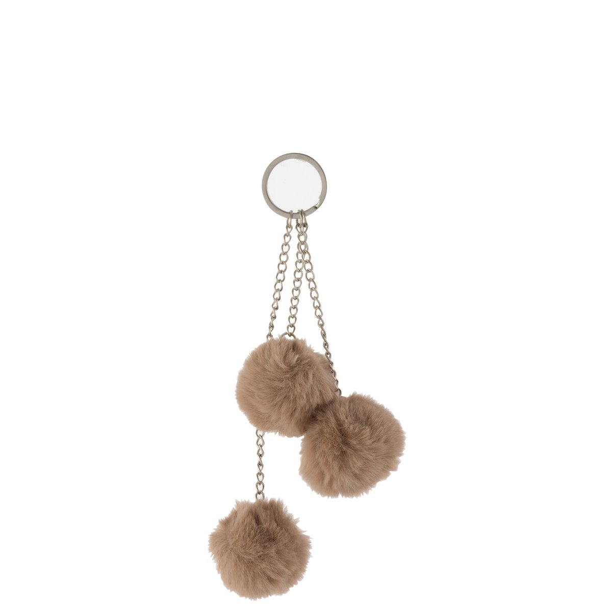 J-Line Sleutelhanger 3 Bollen Textiel Beige