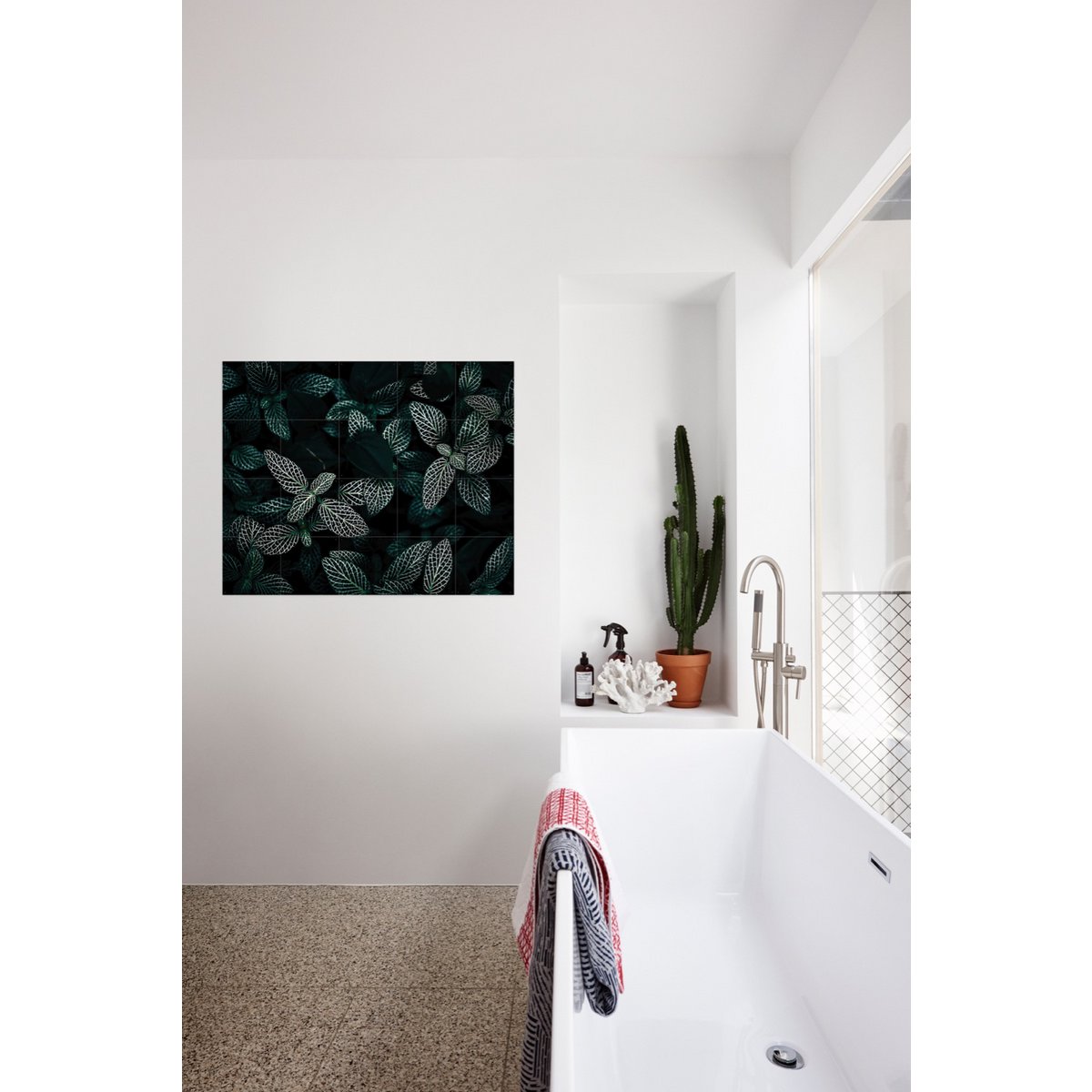 IXXI - Cactus en bladeren Wall art - Poster - Wanddecoratie - L - 160x120 - grey