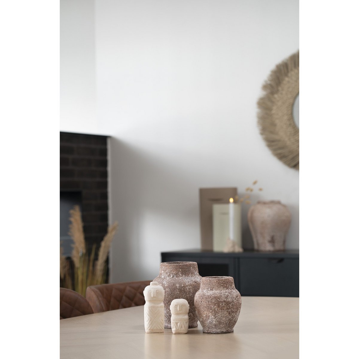 House Nordic - Decoratie - Decoratie in cement, beige, 6,5x6,5x15 cm