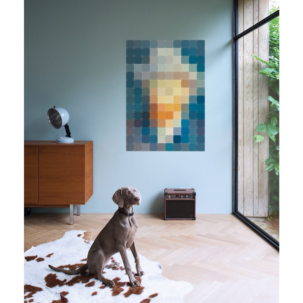 IXXI - Van Gogh Petrol pixel Wall art - Poster - Wanddecoratie - S - grey