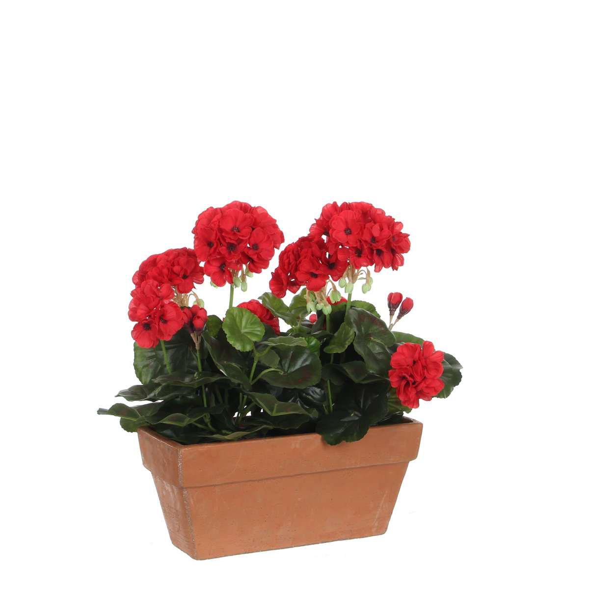 Mica Decorations - Geranium Kunstplant in Balkonbak - L29 x B13 x H40 cm - Rood