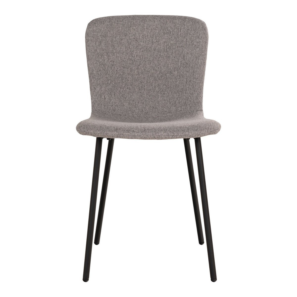 House Nordic - Halden Dining Chair - Eetkamerstoel, lichtgrijs met zwarte poten - set van 2