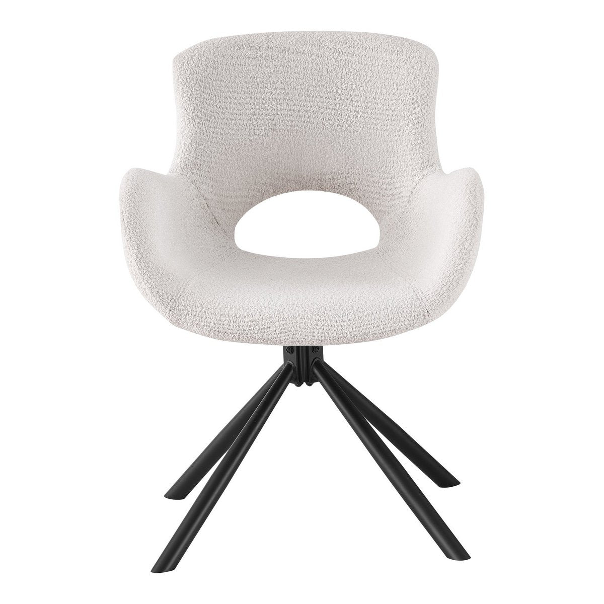 House Nordic - Amorim Dining Chair - Eetkamerstoel, in bouclé gebroken wit met draaiknop - Set van 2