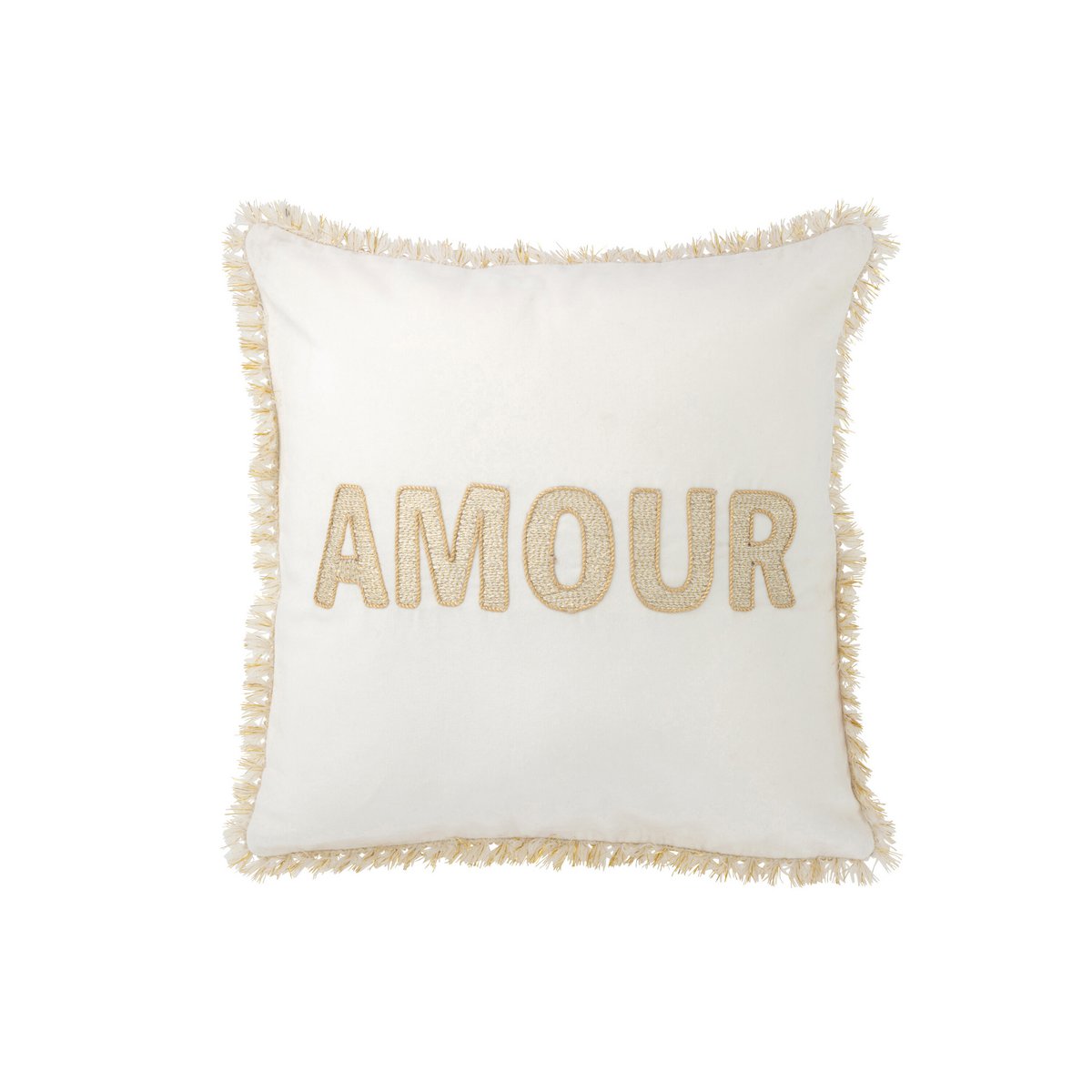 J-Line - Coussin Amour - Textiel - Wit/Goud