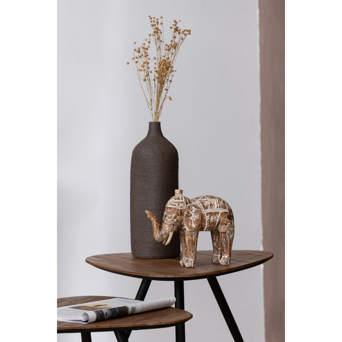 J-Line - Figuur Olifant Albasia - Hout - Naturel