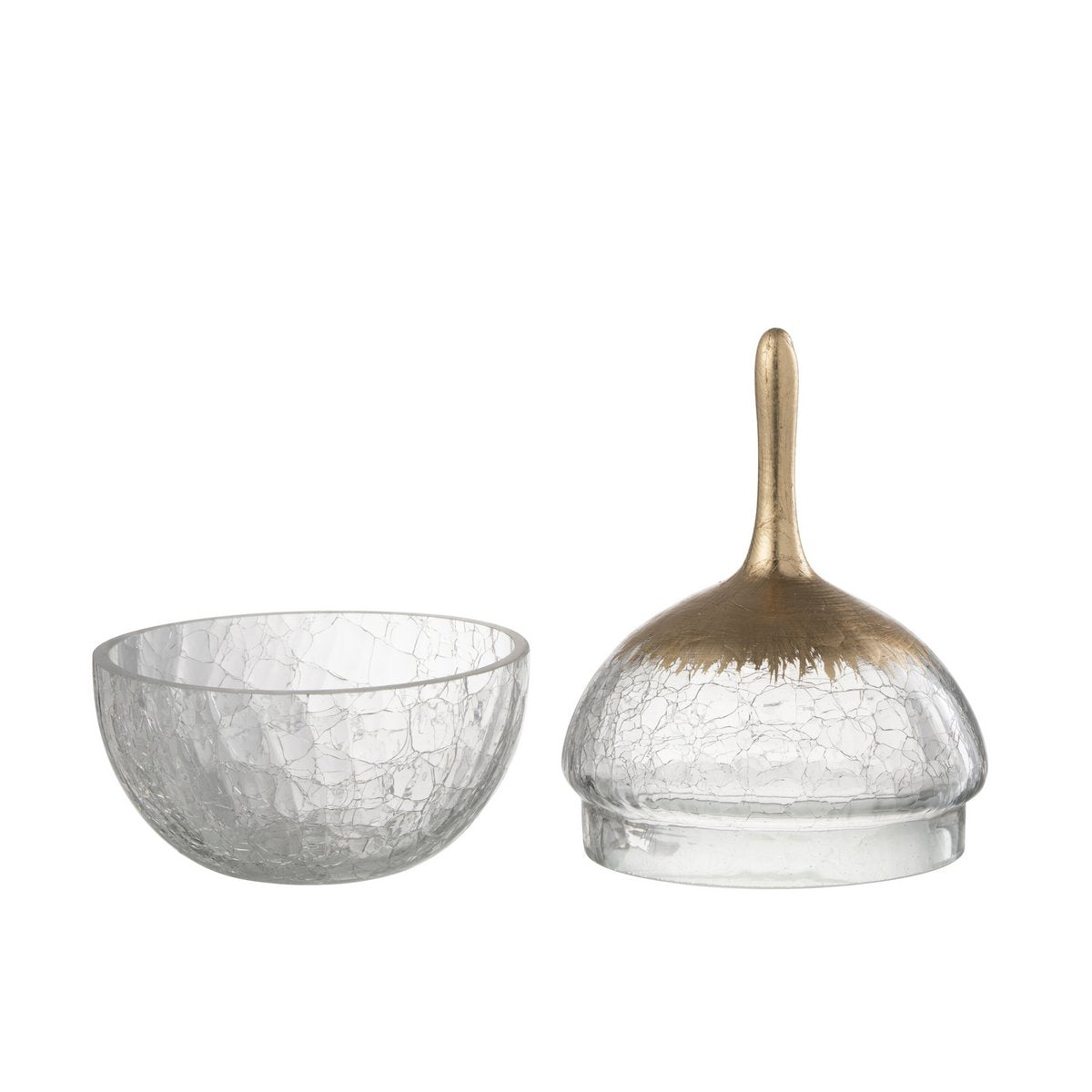 J-Line - Voorraadpot Crackle Glas Transparant Goud Small