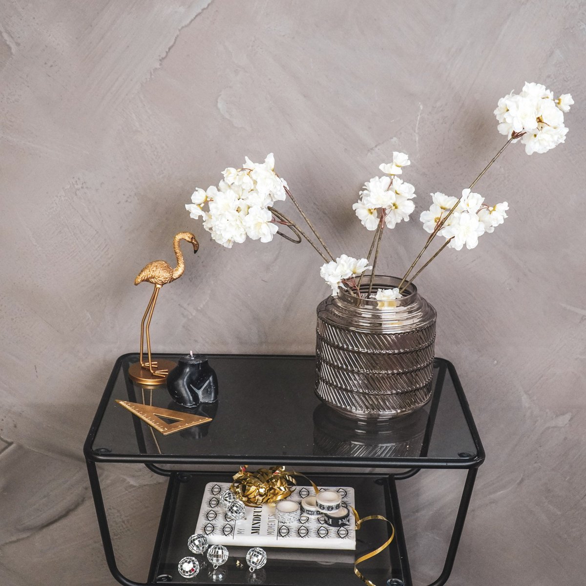 Housevitamin - Vaas - Patroon - Glas - Smokey - 16x16cm