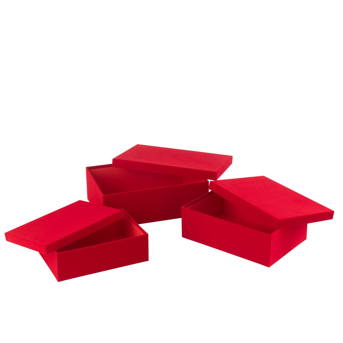 J-Line - Set Van 3 Dozen Rechthoekig Fluweel Papier Rood