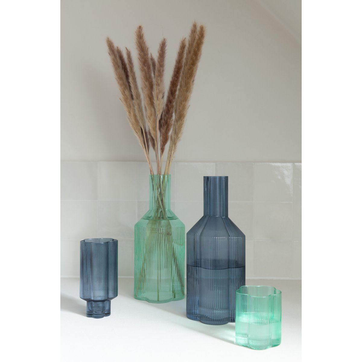 J-Line - Karaf Fiore - Glas - Donkerblauw