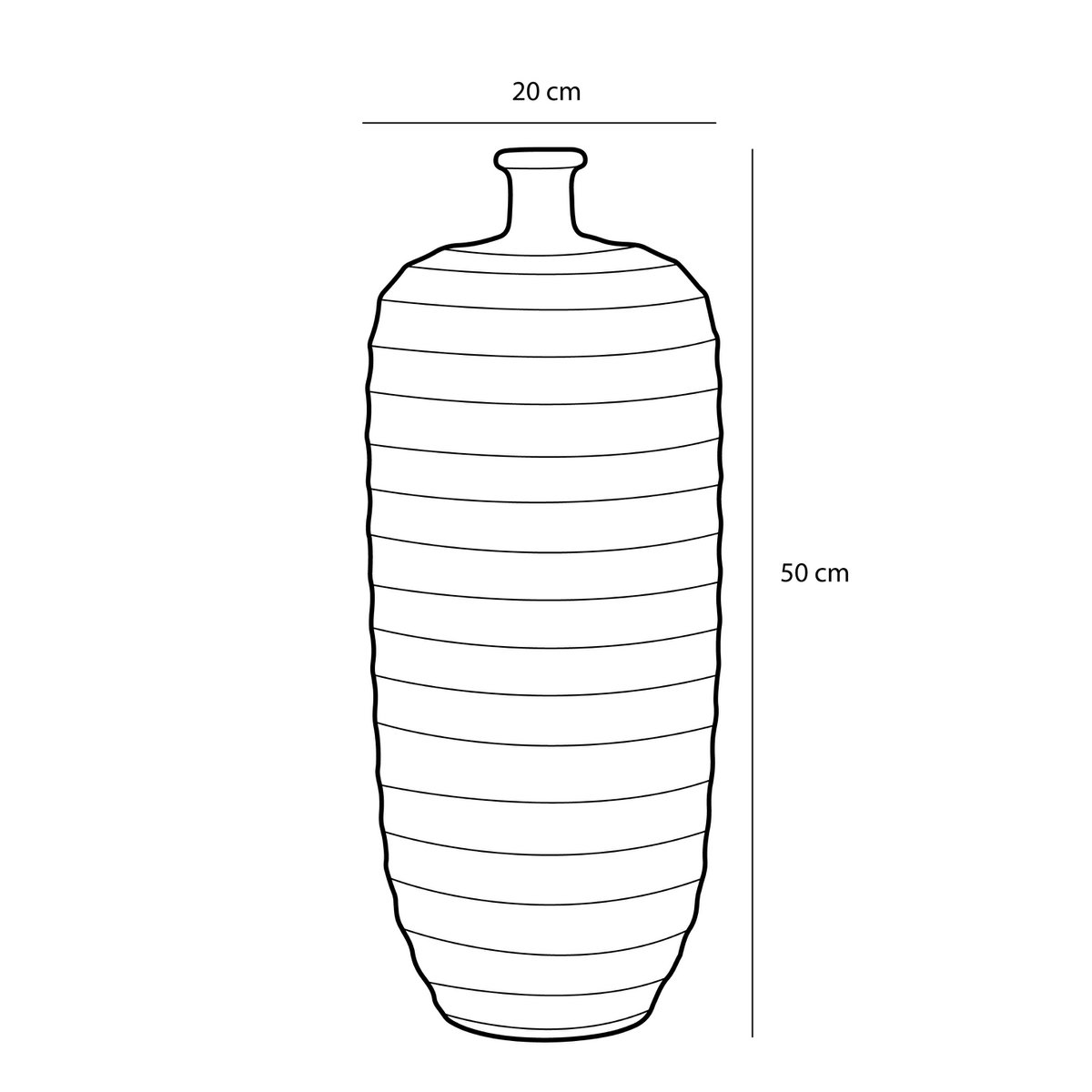 Mica Decorations - Bellia Fles Vaas - H50 x Ø20 cm - Oker