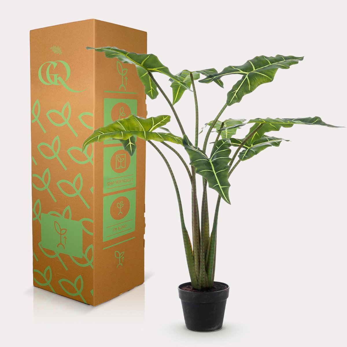 Green BoutiQ - Kunstplant - Alocasia Frydek - Olifantsoor - 120 cm