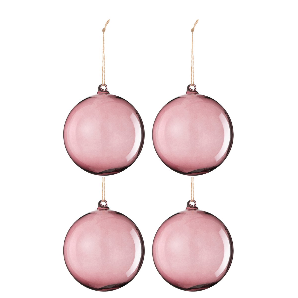 J-Line - Doos met kerstballen 'Lysmoor' (Maat L, Set van 4, Licht mauve)