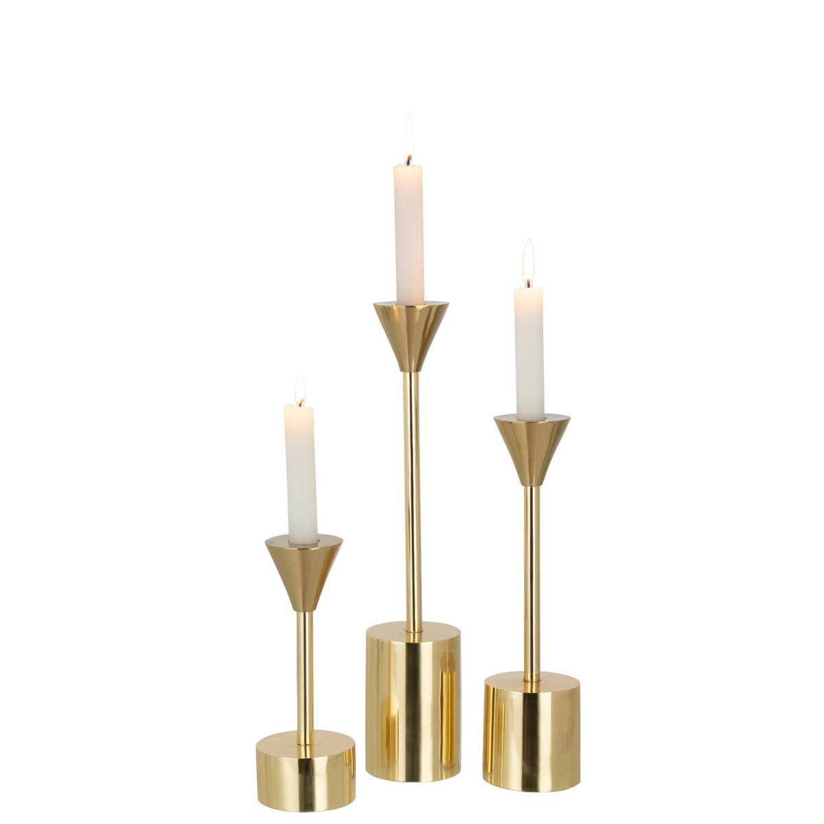 J-Line Set Van Drie Kandelaars Emma Aluminium Blinkend Goud