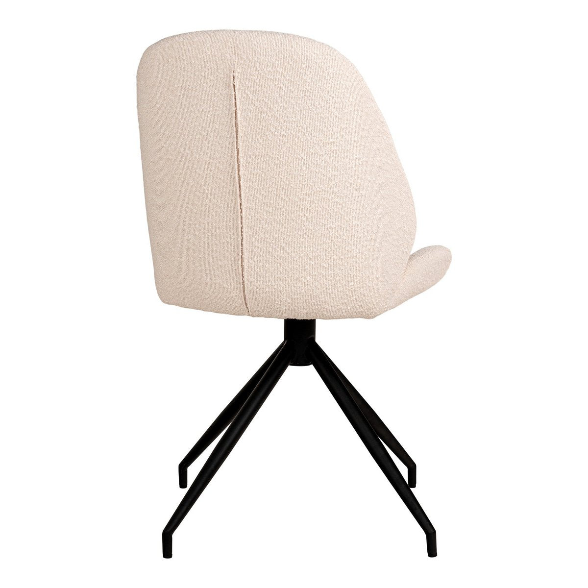 House Nordic - Monte Carlo Dining Chair - Eetkamerstoel in bouclé met draaibaar onderstel, wit met zwarte poten, HN1232 - Set van 2