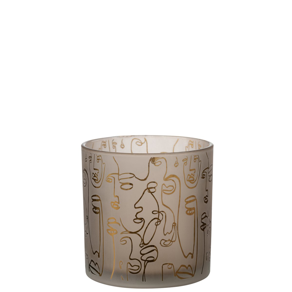 J-Line - Lantaarn Happy Faces - Glas - Beige - Groot