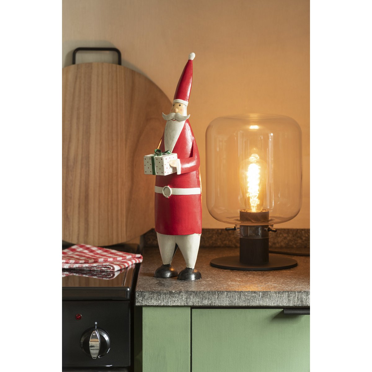 J-Line - Kerstfiguur 'Kerstman' (Wit/Rood, Maat S, 44cm hoog)