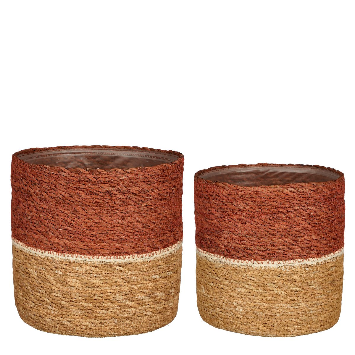 Mica Decorations - Damian Plantenmand - Set van 2 - H20 x Ø20 cm - Zeegras - Rood