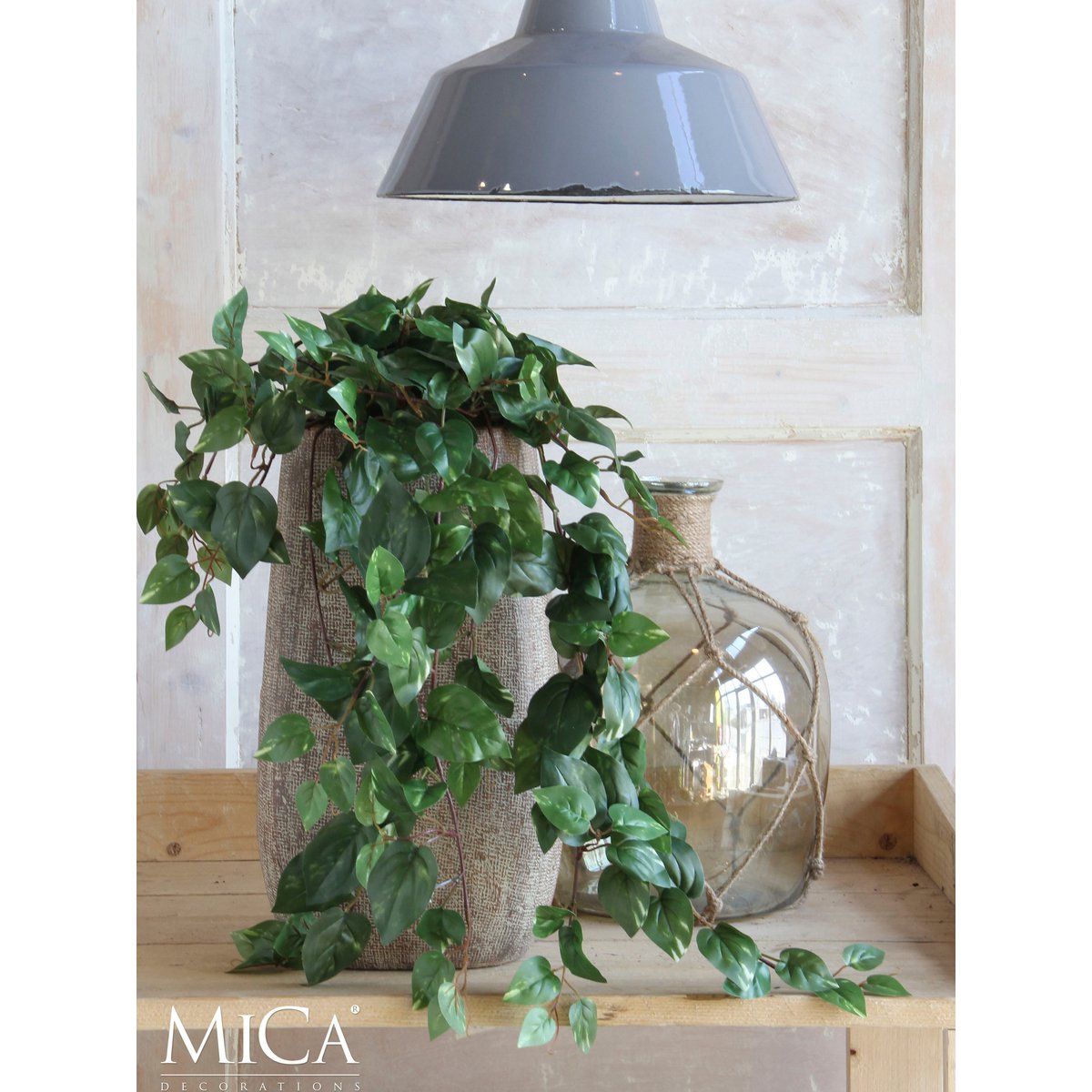 Mica Decorations - Scindapsus Kunst Hangplant - L15 x B30 x H80 cm - Groen