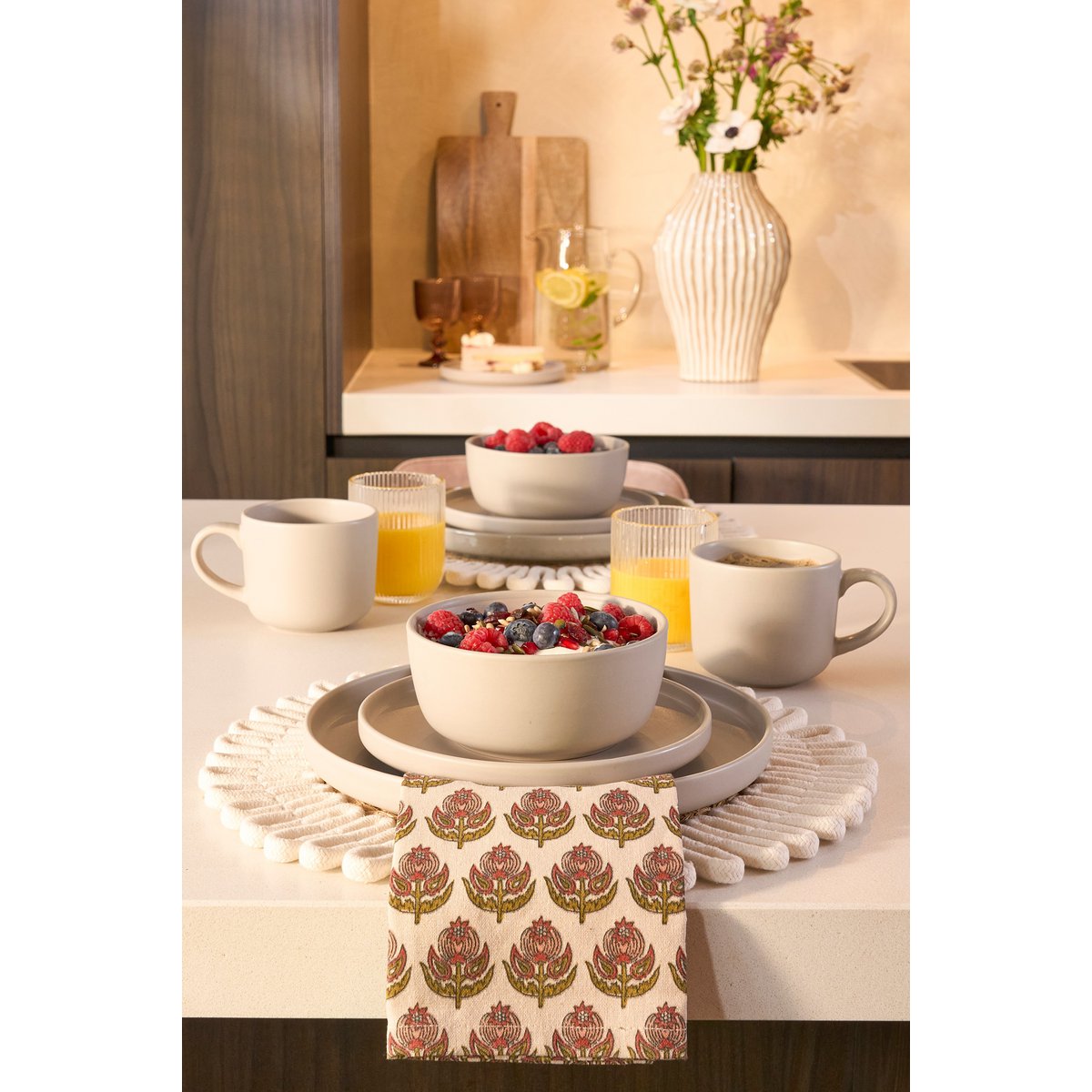 Mica Decorations - Ozzu Serviesset 4 Persoons - Steengoed - Taupe