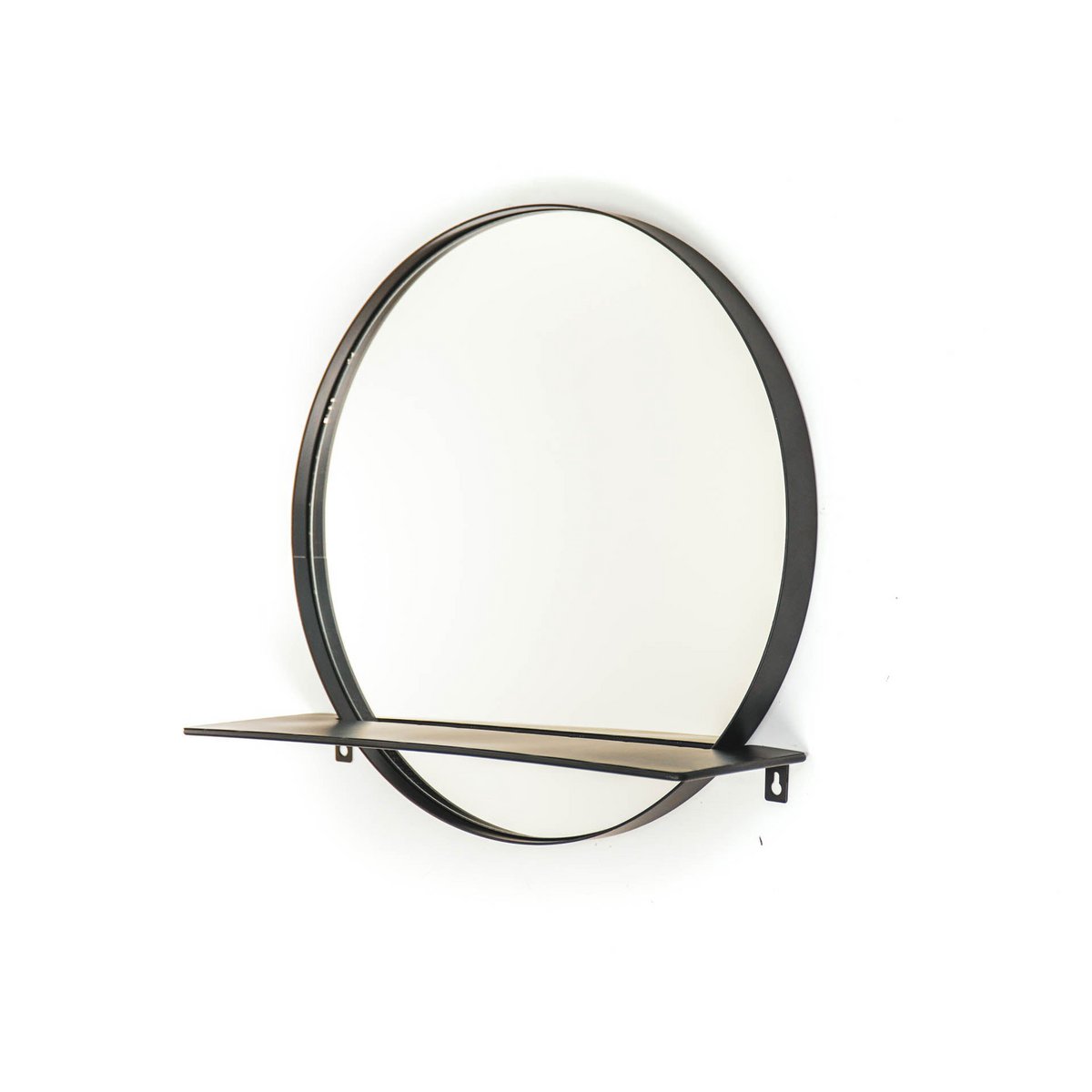 Housevitamin - Spiegel - Rond - Metaal - Met Plank - Zwart - Ø40cm